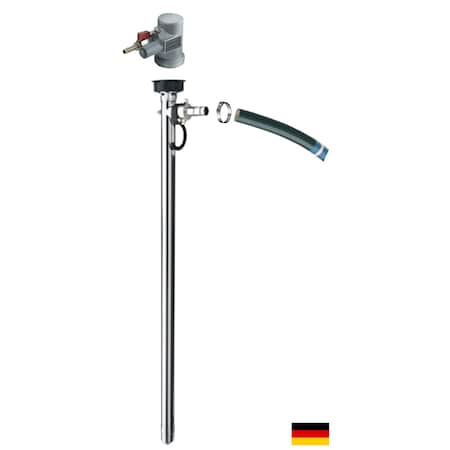 Flux Drum Pump, Stainless Steel, 47" Long, Air Operated Motor, 470W Power, 9 ft UHMWPE Hose 24-ZORO0156